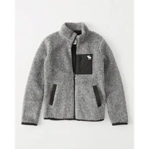 Abercrombie Kids Gray and Black Fleece Jacket